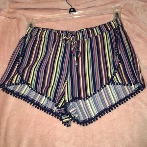 Striped flowy shorts